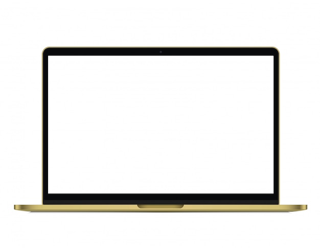 Modern rich golden laptop isolated