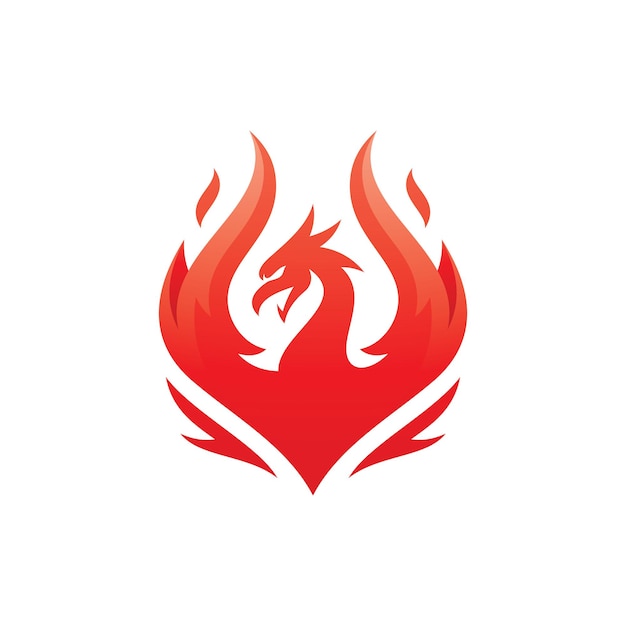 화재 또는 불꽃 날개 벡터 아이콘이 있는 현대 상승 피닉스 로고 디자인 새
