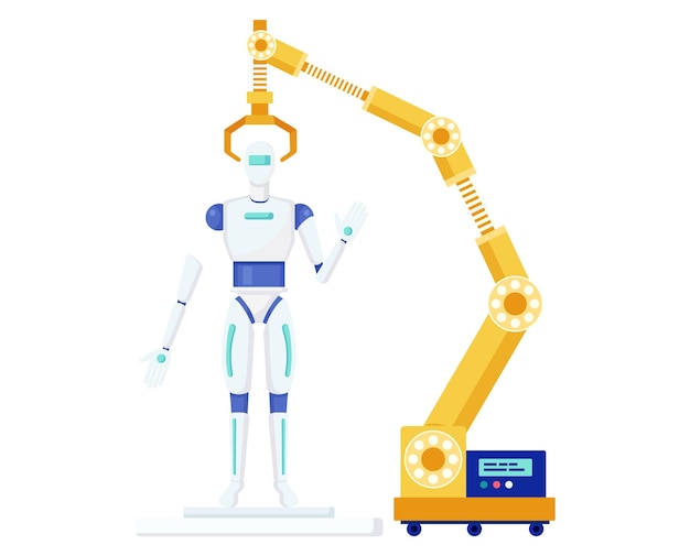 Modern robot assembly using advanced robotic arm machinery artificial intelligence in manufacturing