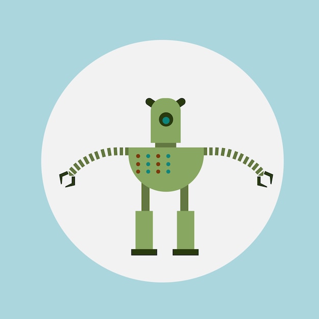 Modern robot icon cartoon, futuristic artificial intelligence mechanism technology