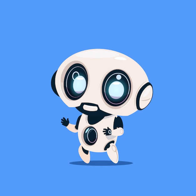 Robot moderno isolato su sfondo blu cute cartoon character artificial intelligence concept