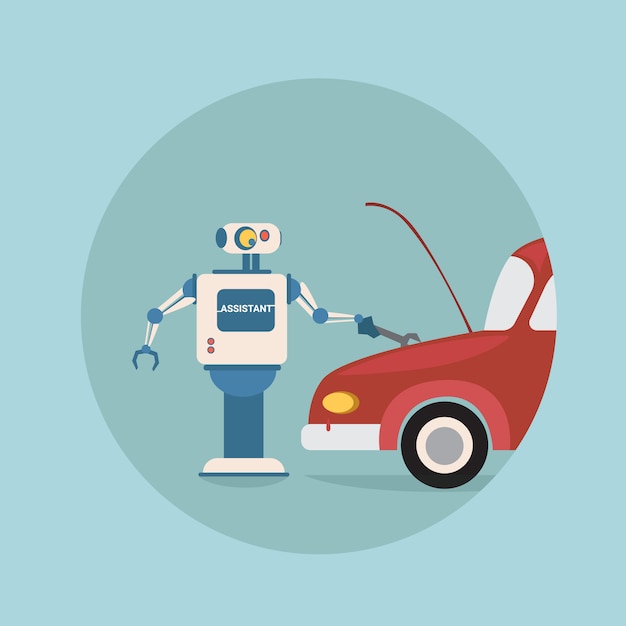 Modern Robot Repair Car Futuristisch Kunstmatige Intelligentie Mechanisme Technologie
