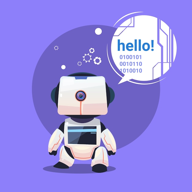 Vector modern robot says hello