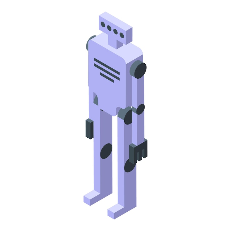 Vector modern robot standing with artificial intelligence system