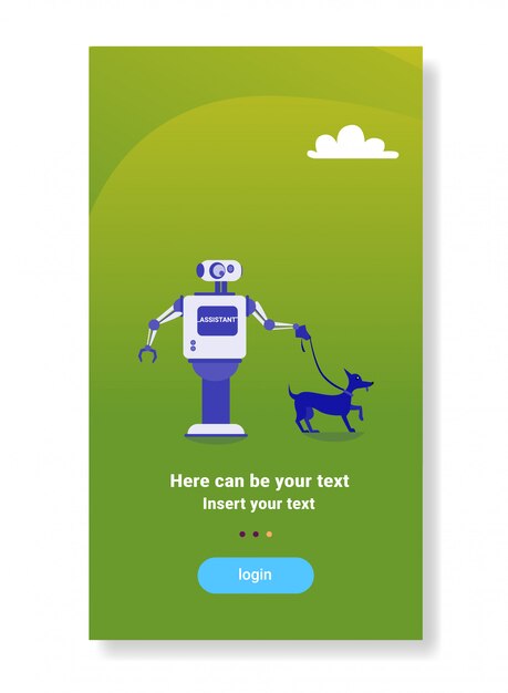 Vettore robot moderno a piedi dog house helper bot futuristica tecnologia di intelligenza artificiale meccanismo