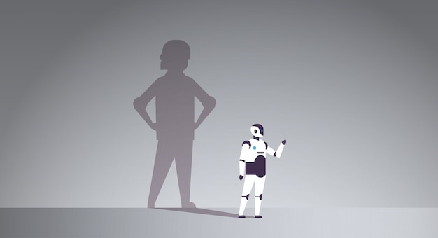 Vector modern robot with shadow of human