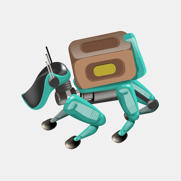 Modern robots delivery methods. robot dog with box. technological shipment innovation concept. modern vector illustration. isolated.