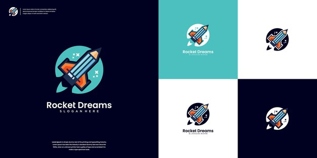 Modern Rocket Logo Learn to Dream of Building the Advanced Rocket of the Future