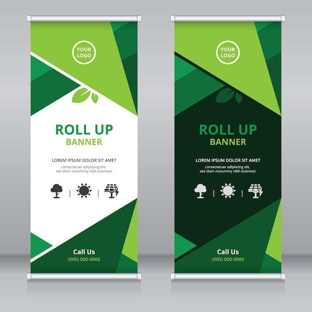 Modello di banner roll up moderno per l'industria verde