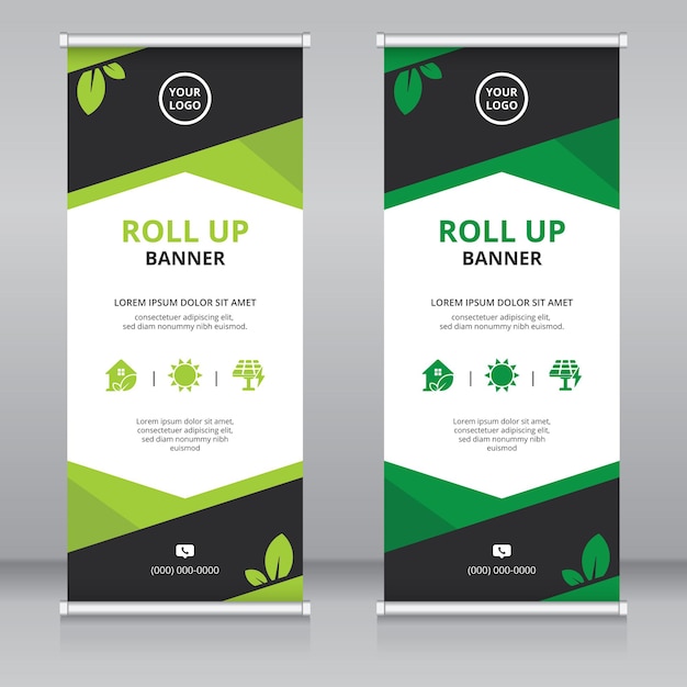 Modello di banner roll up moderno per l'industria verde