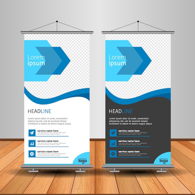 Vector modern roll up banner with abstract shape
