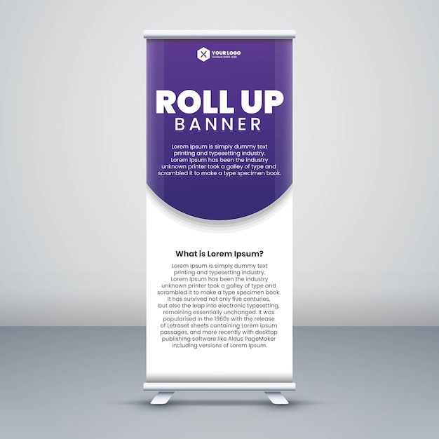 modern roll-up bannerontwerp in paarse kleur