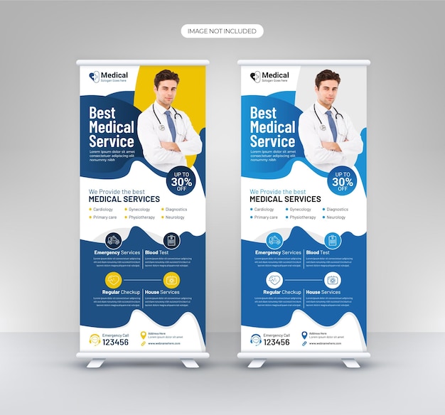 Modern roll up Medical healthcare x bannerdoctor standee design consultant pull up template