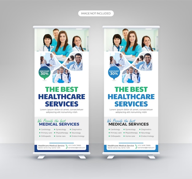 Modern roll up Medical healthcare x bannerdoctor standee design consultant pull up template