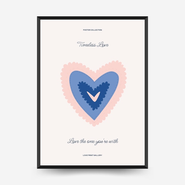 Modello di volantino o poster verticale romantico e moderno per san valentino amore disegnato a mano alla moda