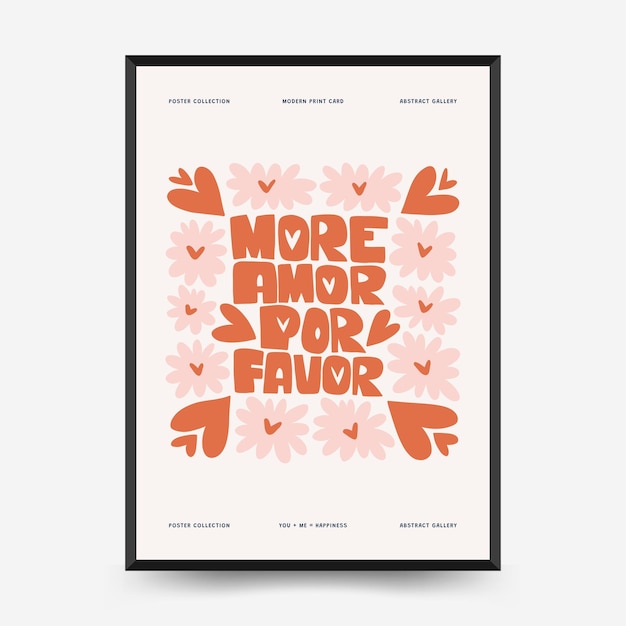 Vector modern romantic valentines day vertical flyer or poster template love hand drawn trendy