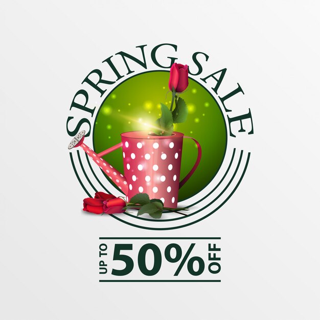 Modern round green spring sale banner