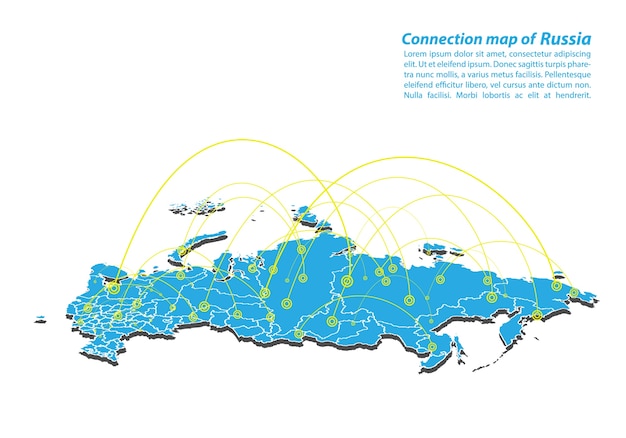 Vector modern of russia map connections network design