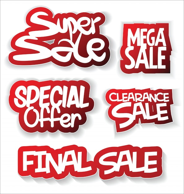 Modern sale sticker and tag red collection