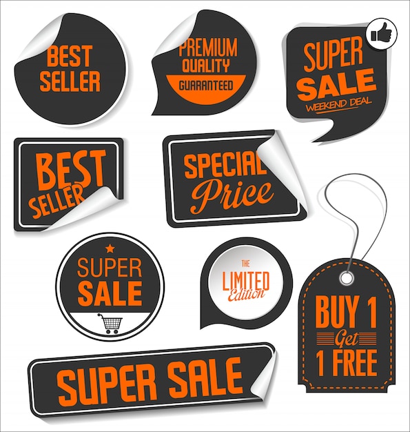 Vector modern sale stickers collection