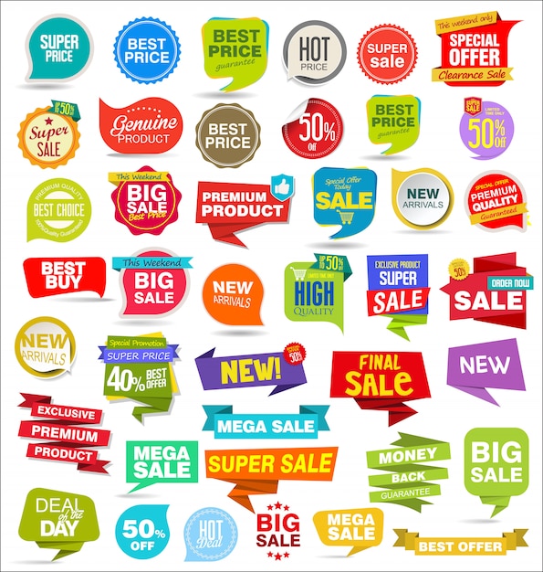 Vector modern sale stickers tags banners and badges collection