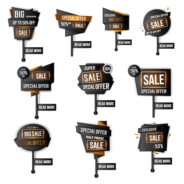 Modern sale stickers and tags colorful collection