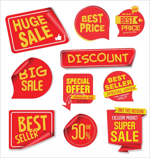 Modern sale stickers and tags colorful collection