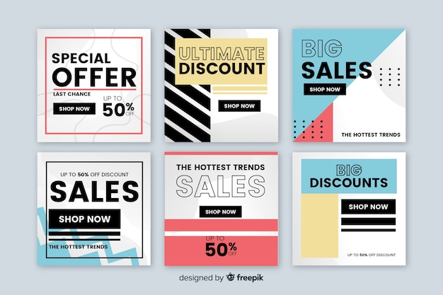 Modern sales banners for social media