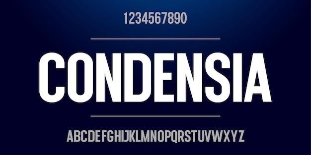 Modern sans serif bold font alphabet and number
