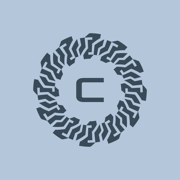 Vector modern and savvy circle emblem initials letter c logo