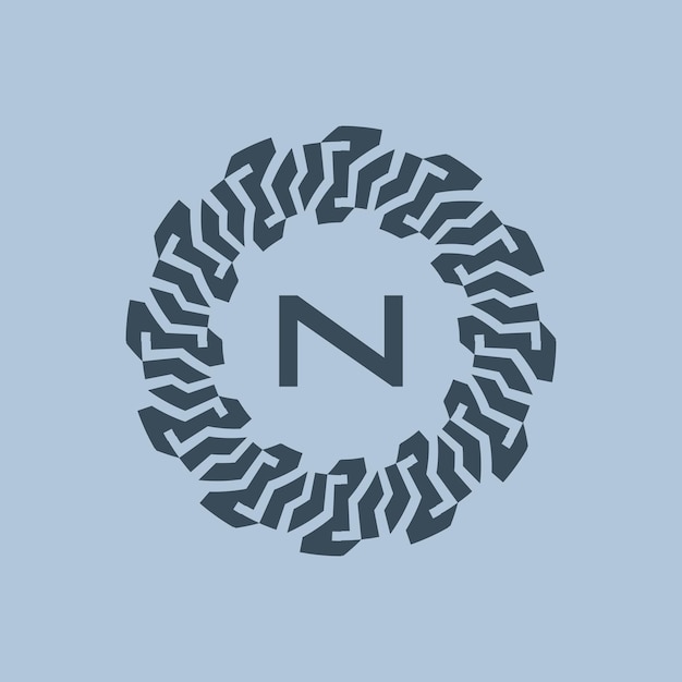 Vector modern and savvy circle emblem initials letter n logo