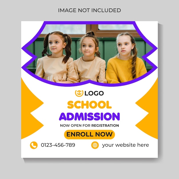 Modern school admission education social media post design template