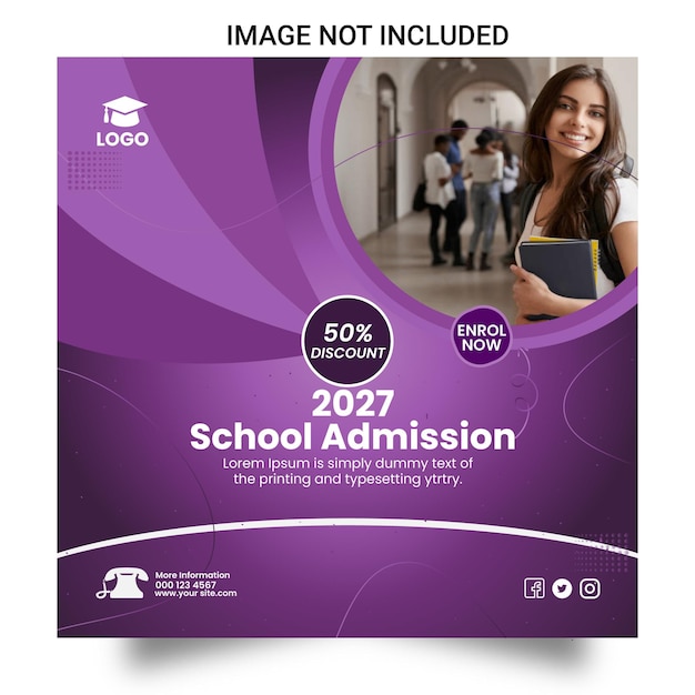 Modern school admission social media ad post desiign