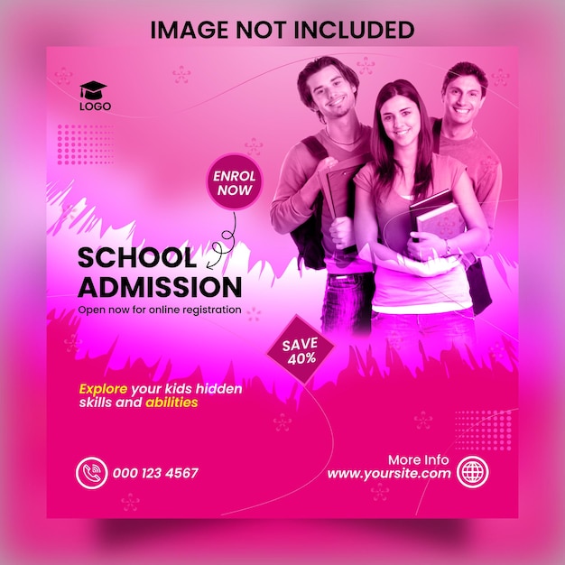 Modern school admission social media post design