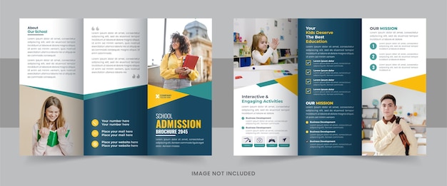 Vector modern school admission trifold brochure or collage admission trifold brochure design