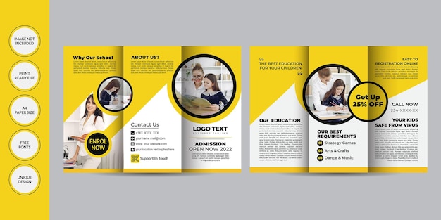 Modern school admission trifold brochure