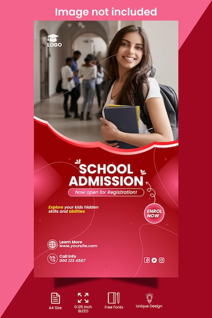 Modern school education admission social media story template