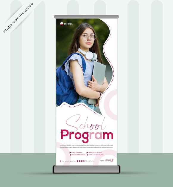 Vector modern school program rollup banner design template