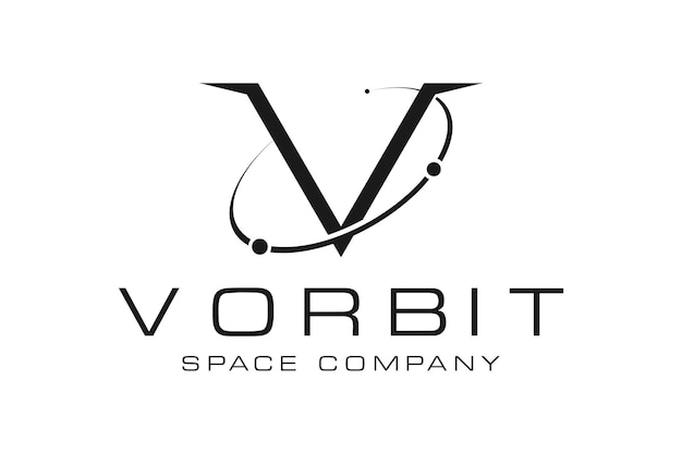 Modern Sci Fi Logo Design with initial V Orbit triangle