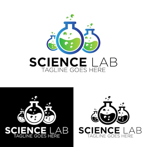 Modern science lab vector logo design template