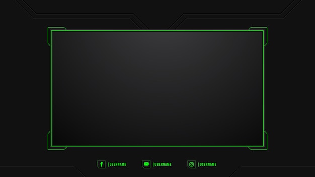 Vector modern screen panel overlay frame set design template for games streaming