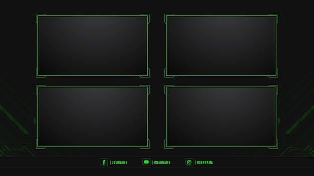 Modern screen panel overlay frame set design template for games streaming