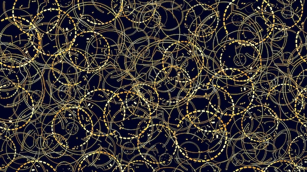 Modern seamless geometric pattern of digital golden rings with different sizes. Vector illustration.