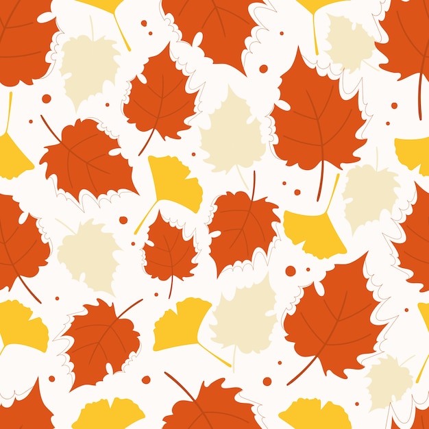 Modern seamless pattern with autumn orange leaves.