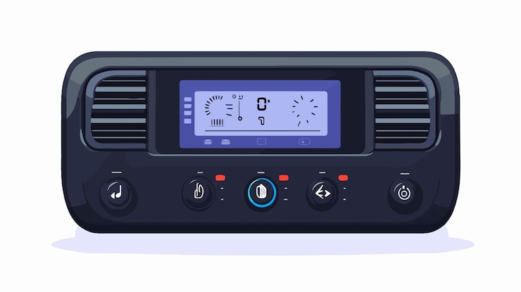 Vector modern sensor car climate control panel concept for automotive industry