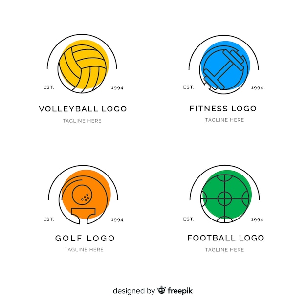 Modern set of abstract sports logos