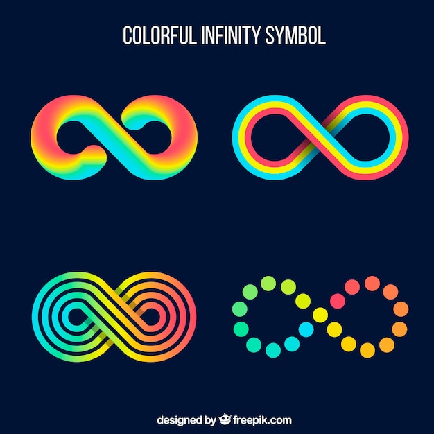 Современный набор красочных символов бесконечности