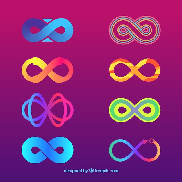 Vector modern set of colorful infinity symbols