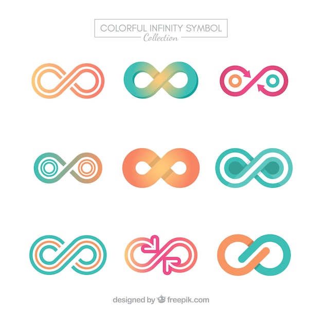 Vector modern set of colorful infinity symbols