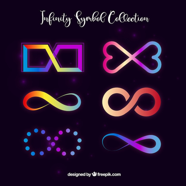 Vector modern set of colorful infinity symbols